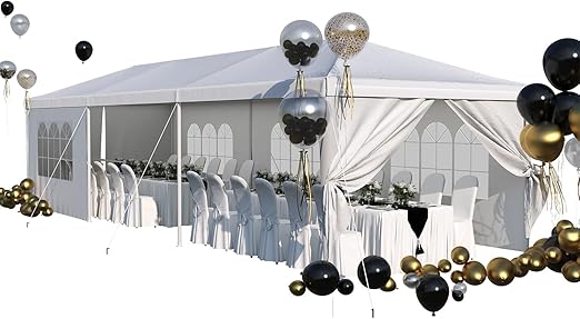 Devoko 10'x30' Heavy-Duty Party Tent - Waterproof Outdoor Canopy with UV Protection & Sidewalls for Weddings, Backyard Events, Patio - Wind-Resistant Large Event Tent