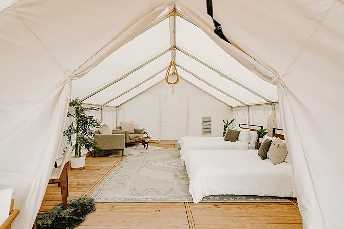 WHITEDUCK Alpha Pro Canvas Wall Tent – Waterproof 4 Season Outdoor Camping & Hunting Tent w/Heavy Duty Aluminum Frame & PVC Floor for Large Groups Families & Outfitters
