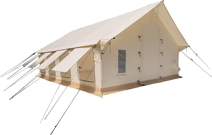 WHITEDUCK Alpha Pro Canvas Wall Tent – Waterproof 4 Season Outdoor Camping & Hunting Tent w/Heavy Duty Aluminum Frame & PVC Floor for Large Groups Families & Outfitters