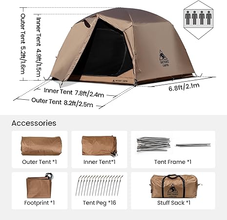 OneTigris JOVIAN 4 Person 3 Season Camping Tent