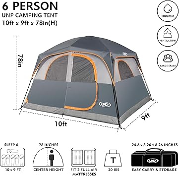 UNP 6 Person Family Camping Tent