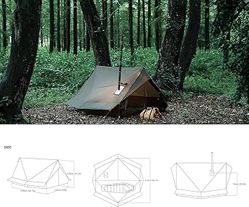 Hot Tent with Stove Jack – 4 Season Waterproof & Windproof Shelter for 1–4 People, Lightweight for Camping, Hiking, Hunting & Fishing