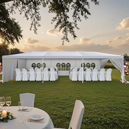 Devoko 10'x30' Heavy-Duty Party Tent - Waterproof Outdoor Canopy with UV Protection & Sidewalls for Weddings, Backyard Events, Patio - Wind-Resistant Large Event Tent