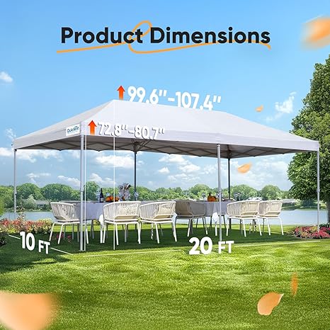 Quictent Privacy 10x20 ft Pop up Canopy with 6 Sidewalls Easy up Canopy Tent Instant Shelter with Windows for Outdoor Event Party