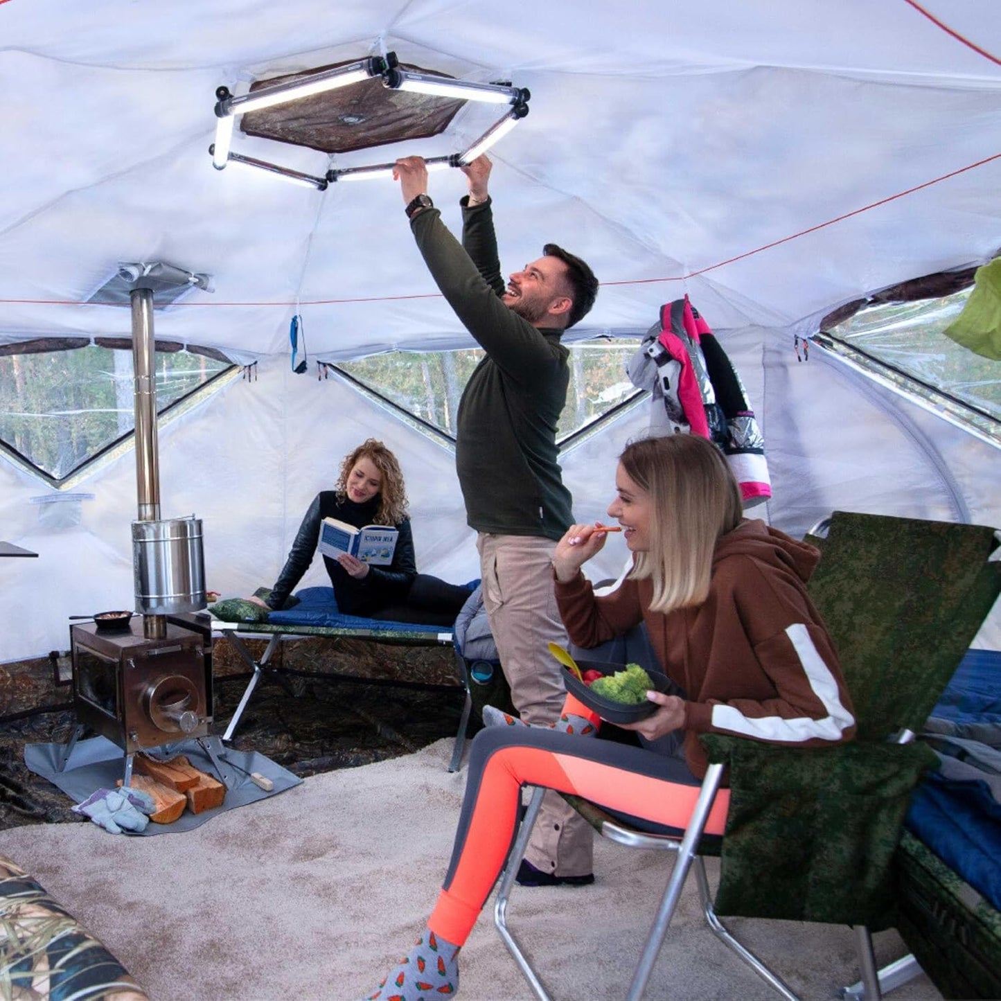 Rbm Outdoors Hot Tent with Stove Jack, Easy Setup 4 Season Winter Tents for Camping, Cold Weather Wall Double Layer Waterproof & Windproof Shelter