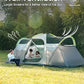 8 Person Larger Extended Dome Camping Tent with 3 Rooms, Waterproof Semi-Freestanding Family Outdoor Tent with Spacious Interior and Mesh Windows
