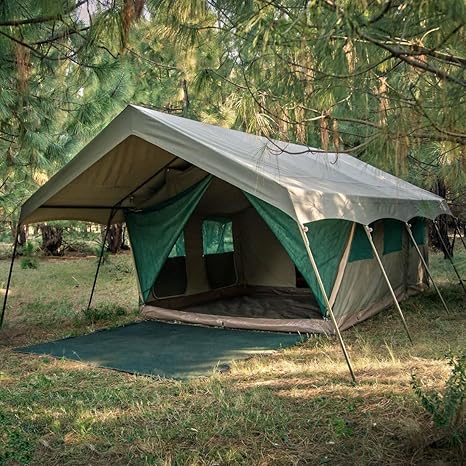 Echo 2200 Luxury Waterproof Ripstop Canvas All-Season 3 Room Glamping Resort Style Tent